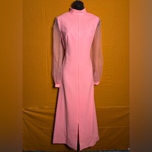 Vintage 1960’s-1970’s Maxi Dress with Sheer Long Sleeves